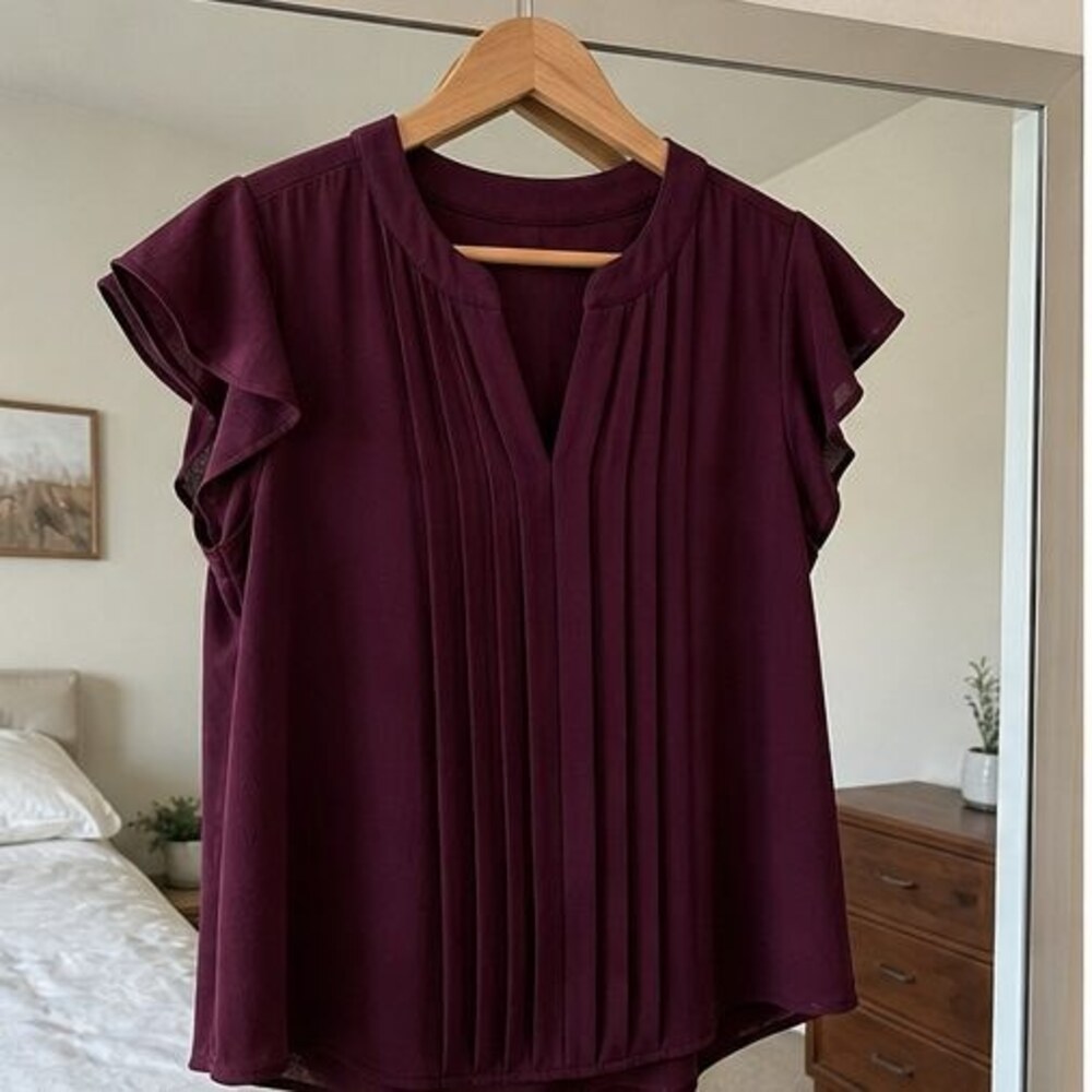 Burgundy Pleated Blouse